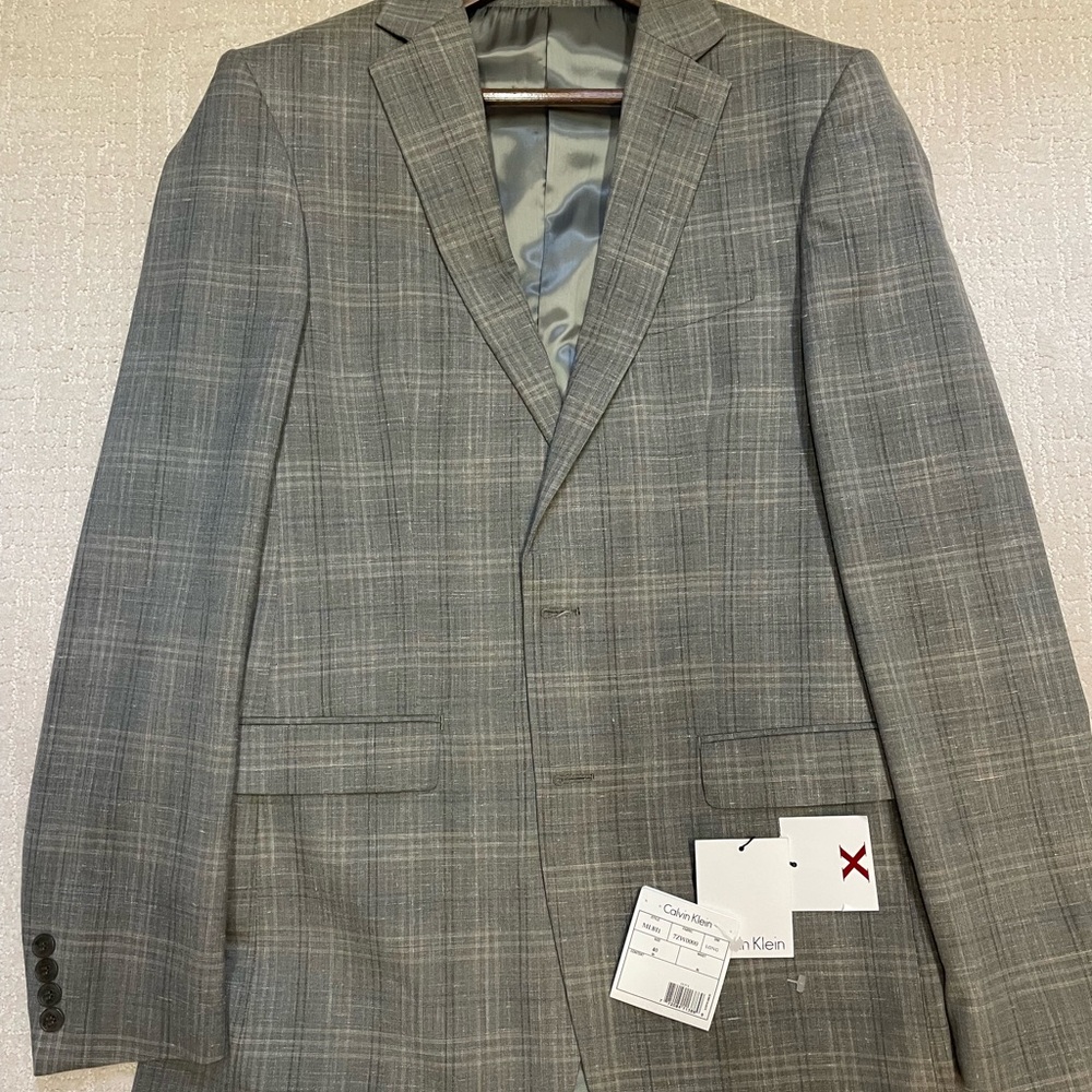 Calvin Klein Charcoal/Olive Plaid Blazer